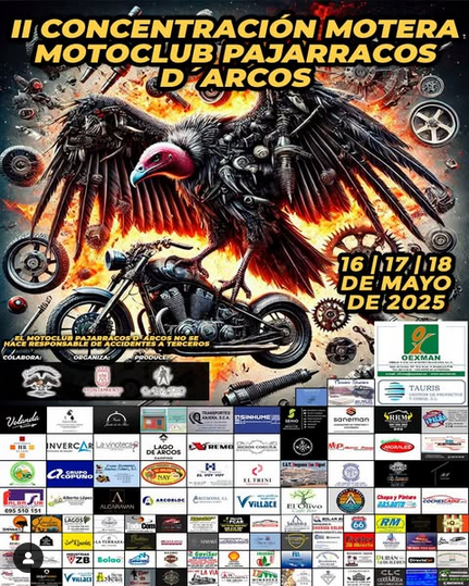 II CONCENTRACIÓN MOTERA MOTOCLUB PAJARRACOS D´ARCOS EN ARCOS DE LA FRONTERA, CÁDIZ DEL 16 AL 18 DE MAYO 2025