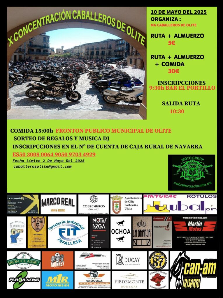 X CONCENTRACIÓN MOTERA CABALLEROS DE OLITE, NAVARRA 10 DE MAYO 2025