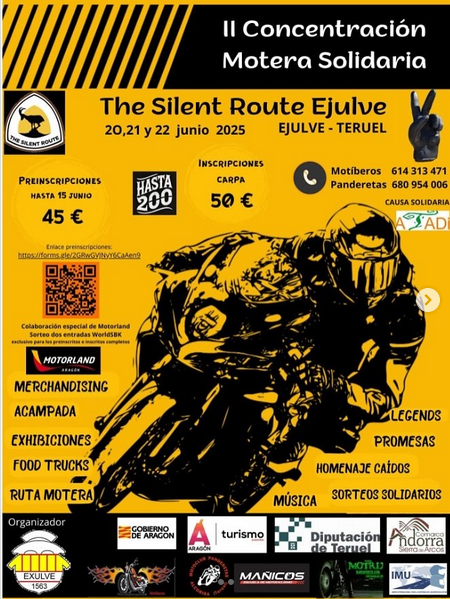 II CONCENTRACIÓN MOTERA SOLIDARIA THE SILENT ROUTE – EJULVE, TERUEL 20, 21 Y 22 DE JUNIO 2025