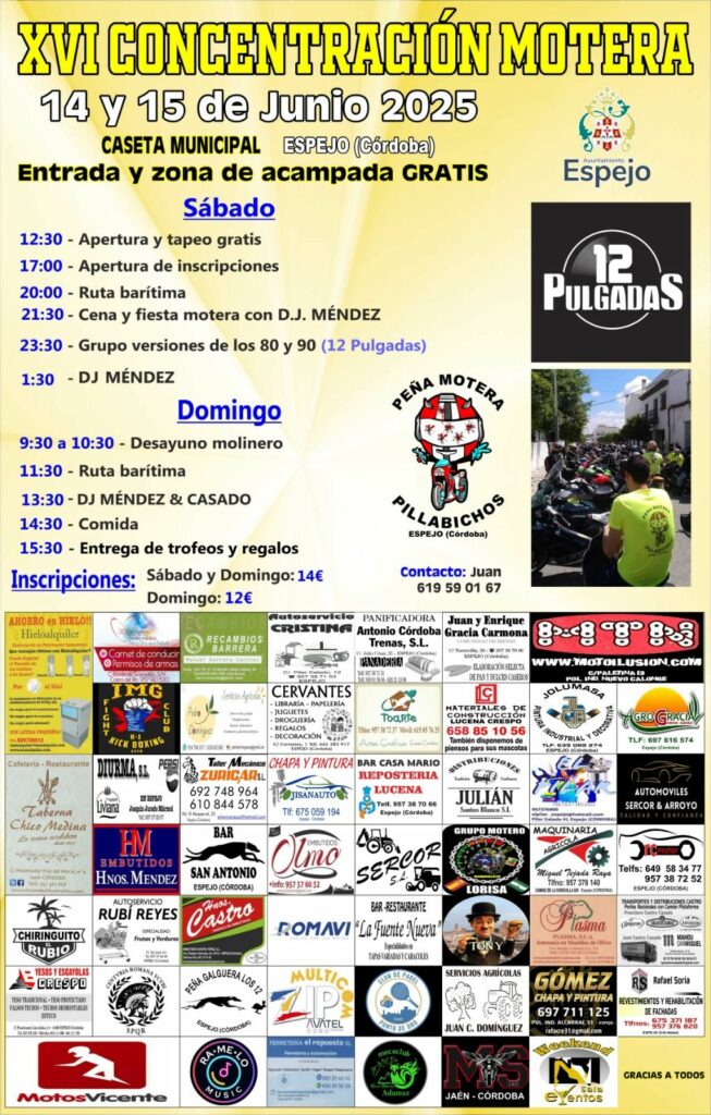 XVI CONCENTRACIÓN MOTERA ESPEJO, CÓRDOBA 14 Y 15 DE JUNIO 2025