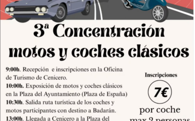 3ª CONCENTRACIÓN DE MOTOS Y COCHES CLÁSICOS EN CENICERO, LA RIOJA EL 24 DE AGOSTO 2025