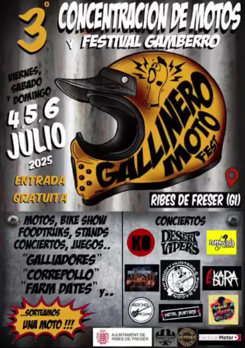 3º CONCENTRACIÓN DE MOTOS Y FESTIVAL GAMBERRO GALLINERO FEST EN RIVES DE FRESER, GIRONA EL 4, 5 Y 6 DE JULIO 2025