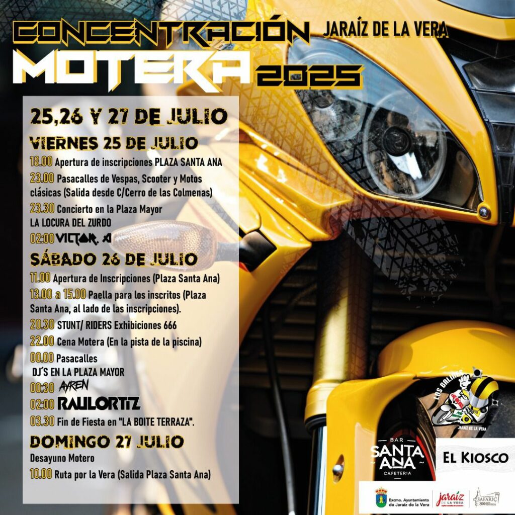 CONCENTRACIÓN DE MOTERA JARAÍZ DE LA VERA, CACERES DEL 25 AL 27 DE JULIO 2025