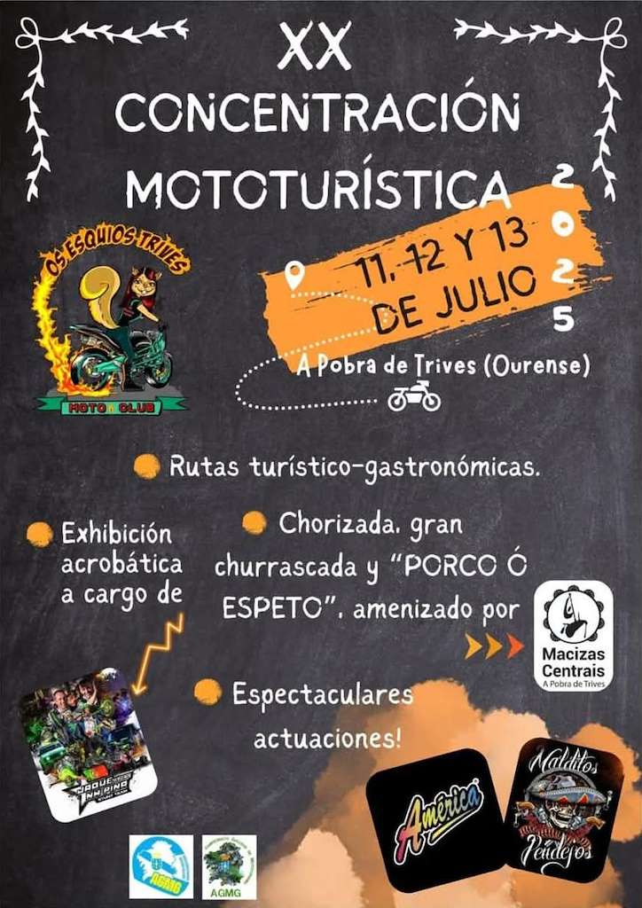 CONCENTRACIÓN MOTOTURÍSTICA OS ESQUIOS DE TRIVES EN A POBRA DE TRIVES DEL 11 AL 13 DE JULIO 2025
