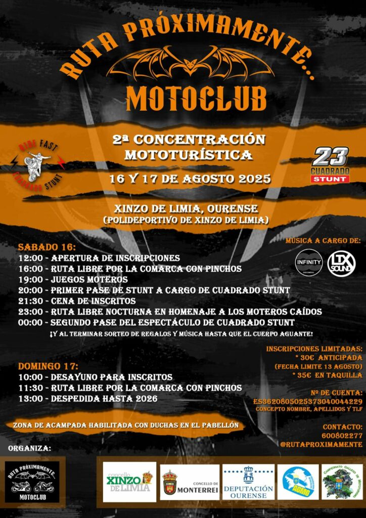 II CONCENTRACIÓN MOTO TURISTA XINZO DE LIMIA, OURENSE 16 Y 17 AGOSTO 2025