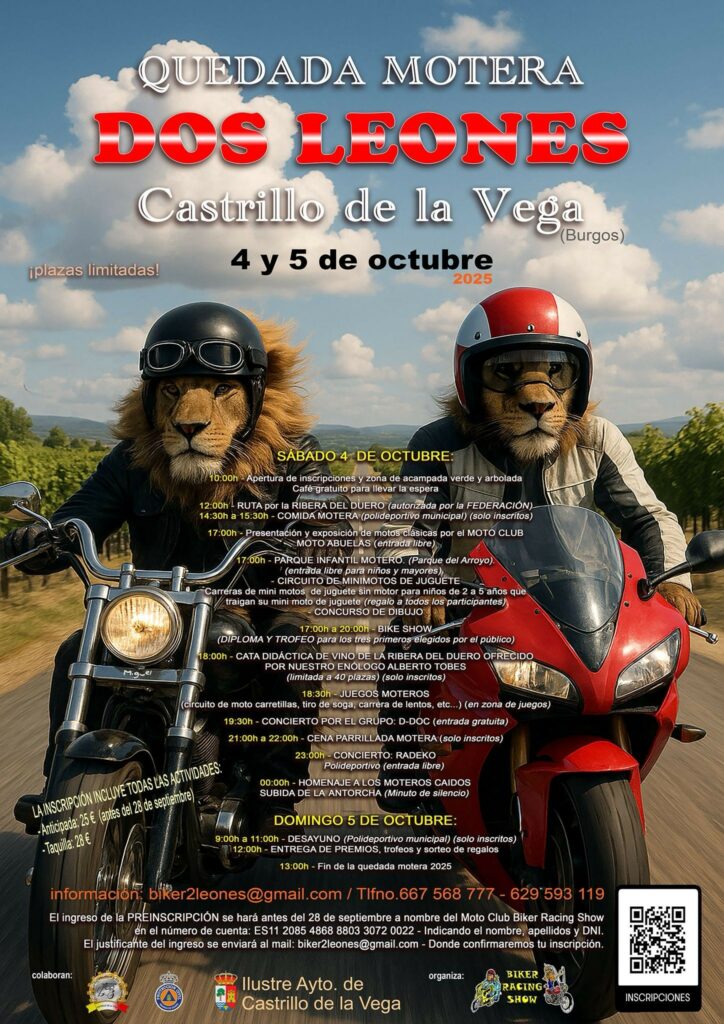 1ª QUEDADA MOTERA DOS LEONES EN CASTRILLO DE LA VEGA, BURGOS EL 4 Y 5 DE OCTUBRE 2025