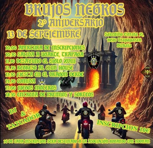 2°ANIVERSARIO BRUJOS NEGROS EN TRAPAGARAN, VIZCAYA EL 13 DE SEPTIEMBRE 2025