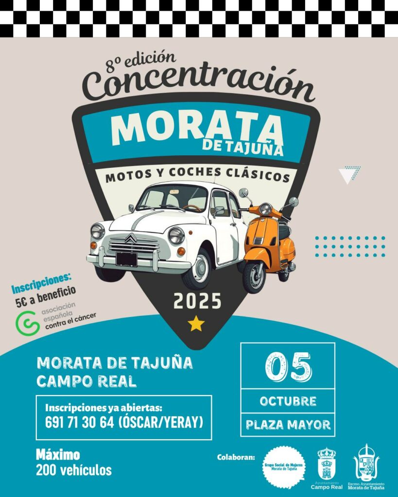 8º CONCENTRACIÓN DE MOTOS Y COCHES CLÁSICOS EN MORATA DE TAJUNA, MADRID EL 5 DE OCTUBRE DE 2025
