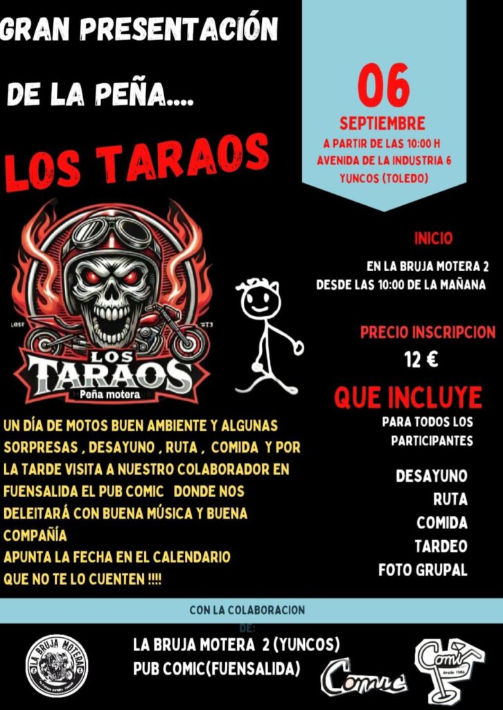 GRAN PRESENTACIÓN PEÑA MOTERA LOS TARAOS EN YUNCOS, TOLEDO EL 6 DE SEPTIEMBRE 2025