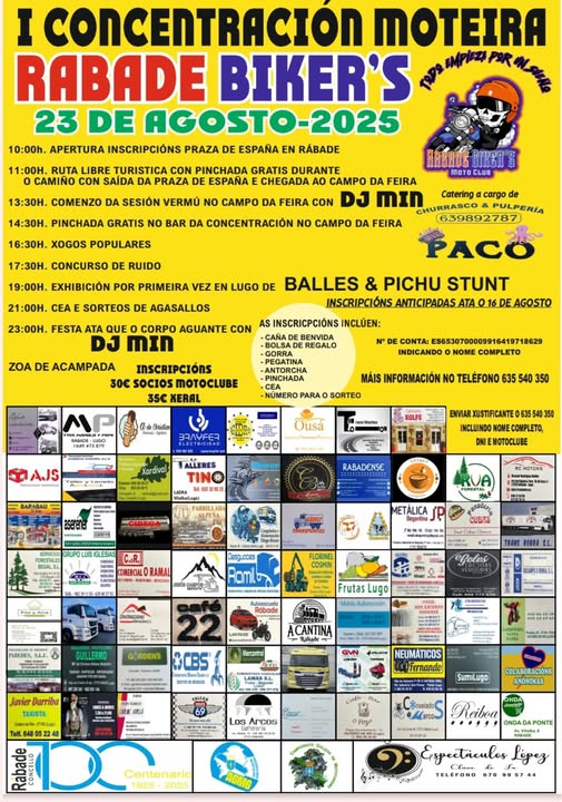I CONCENTRACIÓN MOTERA DE RÁBADE BIKERS EN RÁBADE, LUGO EL 23 DE AGOSTO 2025