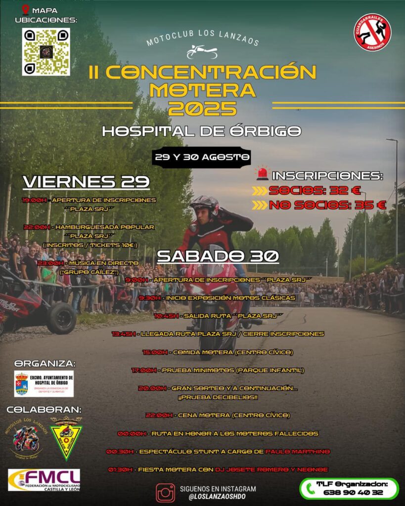 II CONCENTRACIÓN MOTERA 2025 EN HOSPITAL DE ÓRBIGO, LEÓN EL 29 Y 30 DE AGOSTO 2025