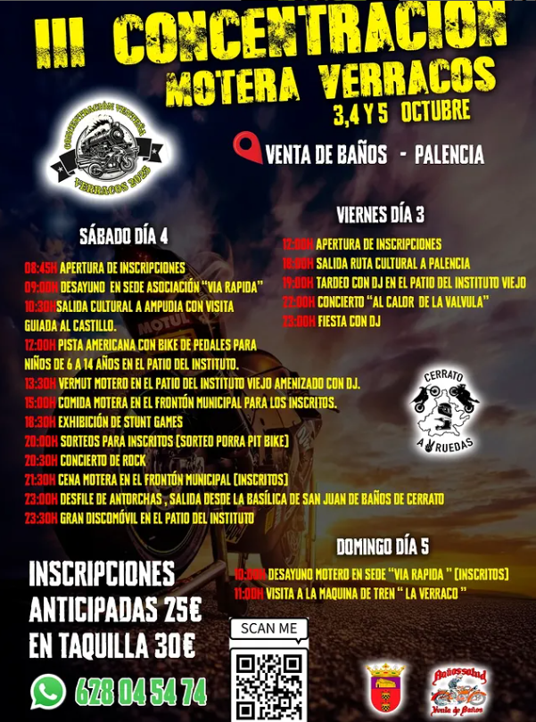 III CONCENTRACIÓN MOTERA VERRACOS EN VENTA DE BAÑOS, PALENCIA EL 3, 4 Y 5 DE OCTUBRE 2025