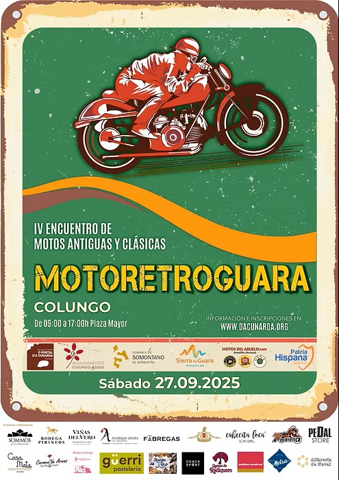 IV ENCUENTRO DE MOTOS ANTIGUAS Y CLÁSICAS EN COLUNGO, HUESCA EL 27 DE SEPTIEMBRE 2025