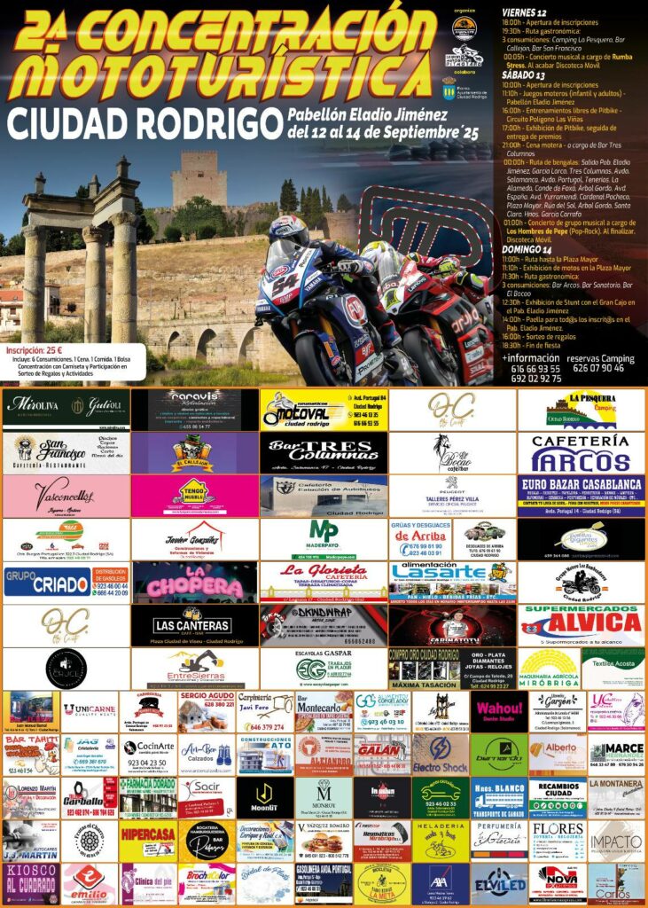 LA 2ª CONCENTRACIÓN MOTOTURÍSTICA DE CIUDAD RODRIGO, SALAMANCA DEL 12, 13 Y 14 DE SEPTIEMBRE