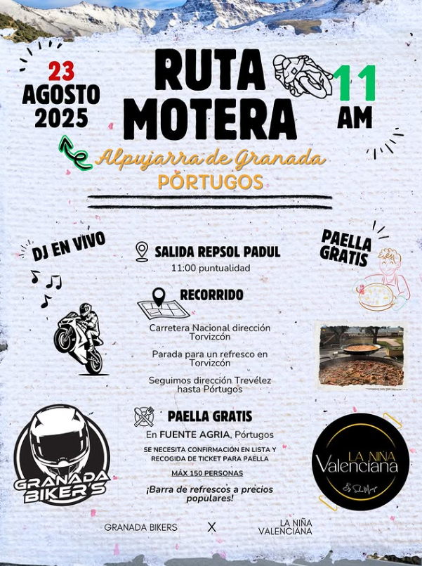 RUTA MOTERA EN LA ALPUJARRA DE GRANADA EL 23 DE AGOSTO 2025