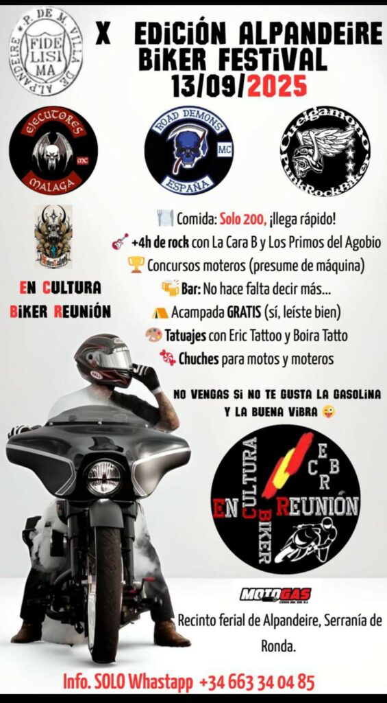 X EDICIÓN ALPANDEIRE BIKER FESTIVAL EN ALPANDEIRE, MÁLAGA EL 13 DE SEPTIEMBRE 2025
