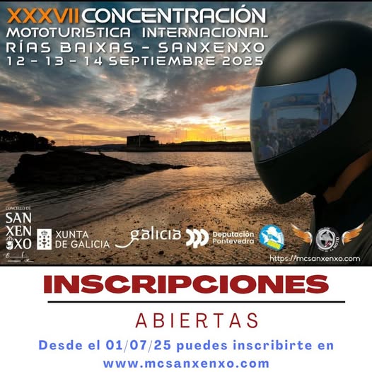 XXXVII CONCENTRACIÓN MOTOTURÍSTICA INTERNACIONAL RÍAS BAIXAS EN SAXENXO EL 12, 13 Y 14 DE SEPTIEMBRE 2025