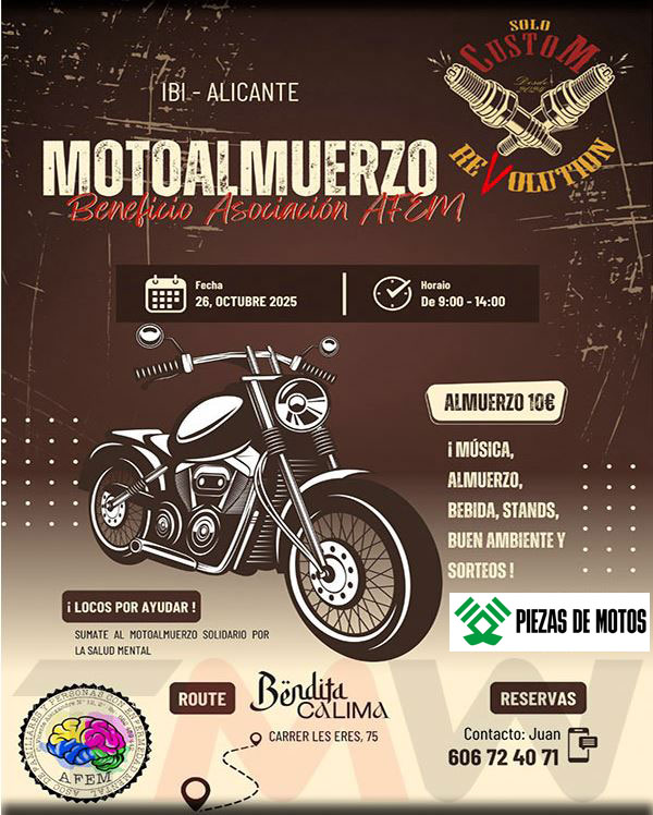 MOTOALMUERZO SOLIDARIO VILLA DEL JUGUETE 2025 26 DE OCTUBRE EN IBI, ALICANTE