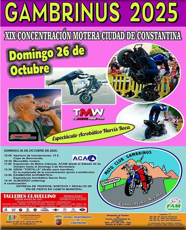 XIX CONCENTRACIÓN MOTERA CIUDAD DE CONSTANTINA GAMBRINUS 2025 26 DE OCTUBRE EN CONSTANTINA, SEVILLA