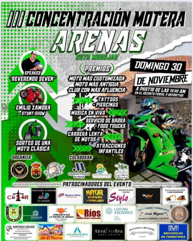 III CONCENTRACIÓN MOTERA ARENAS, RUTA MUDÉJAR 30 DE NOVIEMBRE 2025 ARENAS, MÁLAGA
