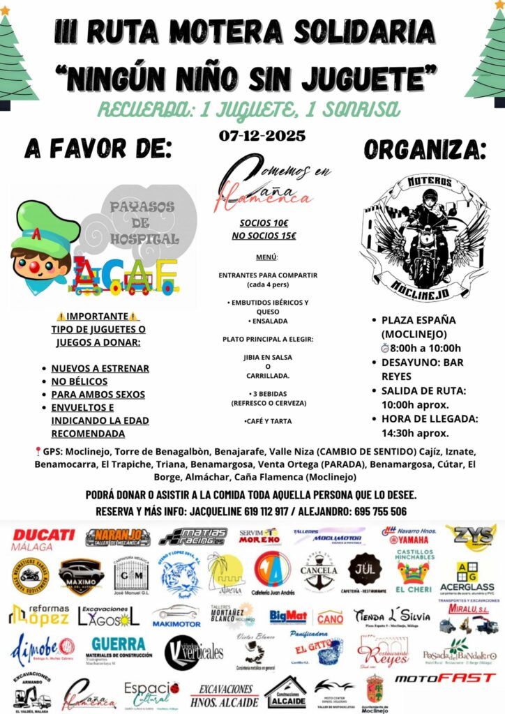 III RUTA MOTERA «NINGÚN NIÑO SIN JUGUETE» MOCLINEJO, MÁLAGA