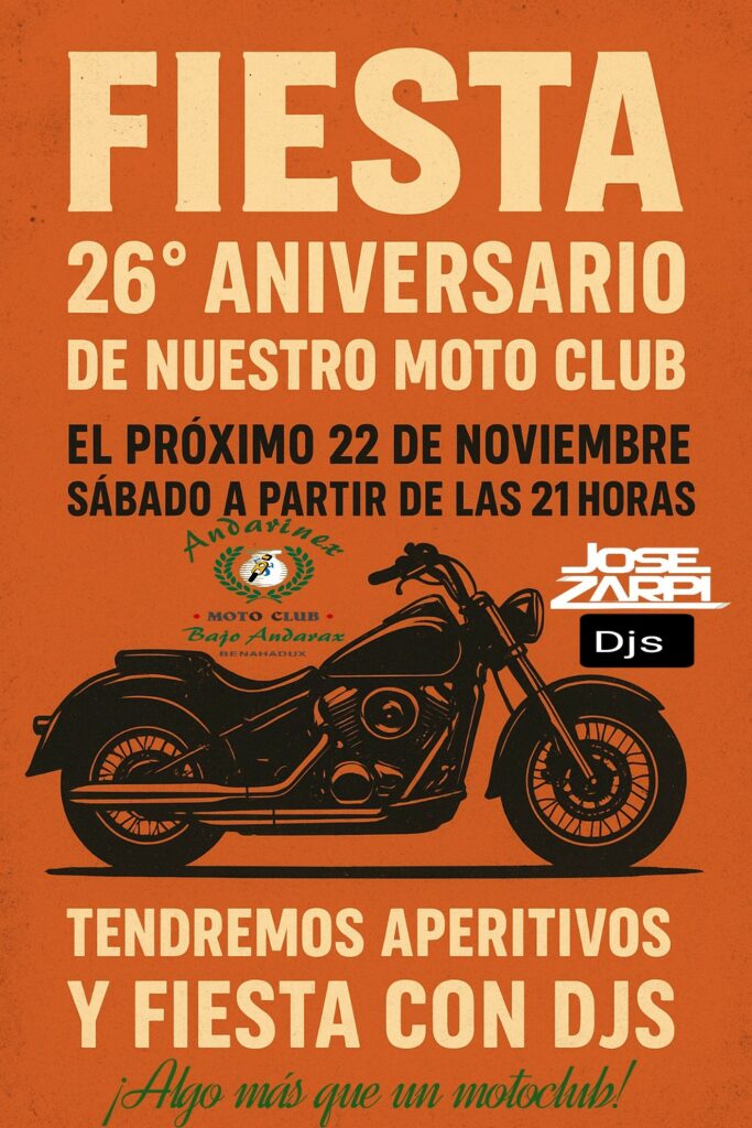 XXVI ANIVERSARIO MOTOCLUB BAJO ANDARAX 2025 22 DE NOVIEMBRE 2025 EN BENAHADUX, ALMERÍA