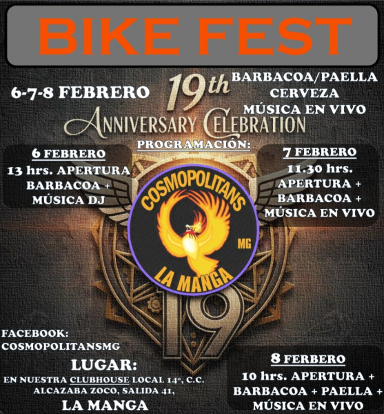 BIKE FEST – 19º ANIVERSARIO COSMOPOLITANS LA MANGA