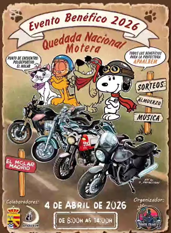 QUEDADA NACIONAL MOTERA SOLIDARIA 4 DE ABRIL 2026 EL MOLAR, MADRID