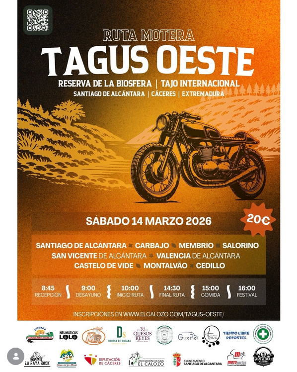RUTA MOTERA TAGUS OESTE 14 DE MARZO 2026 SANTIAGO DE ALCÁNTARA,CÁCERES