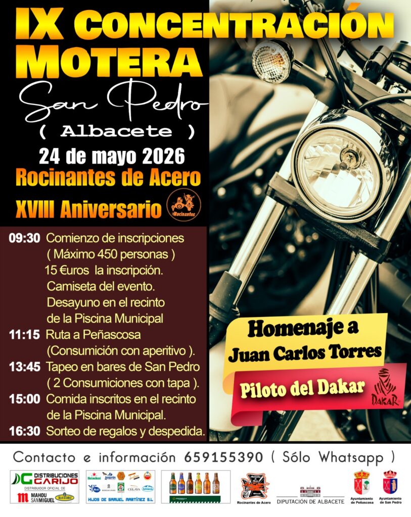 IX CONCENTRACION MOTERA ROCINANTES DE ACERO 24 DE MAYO 2026 SAN PEDRO, ALBACETE