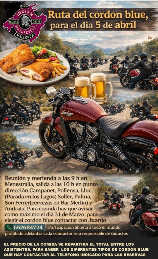 RUTA DEL CORDON BLUE 5 DE ABRIL 2026 MENESTRALIA, MALLORCA
