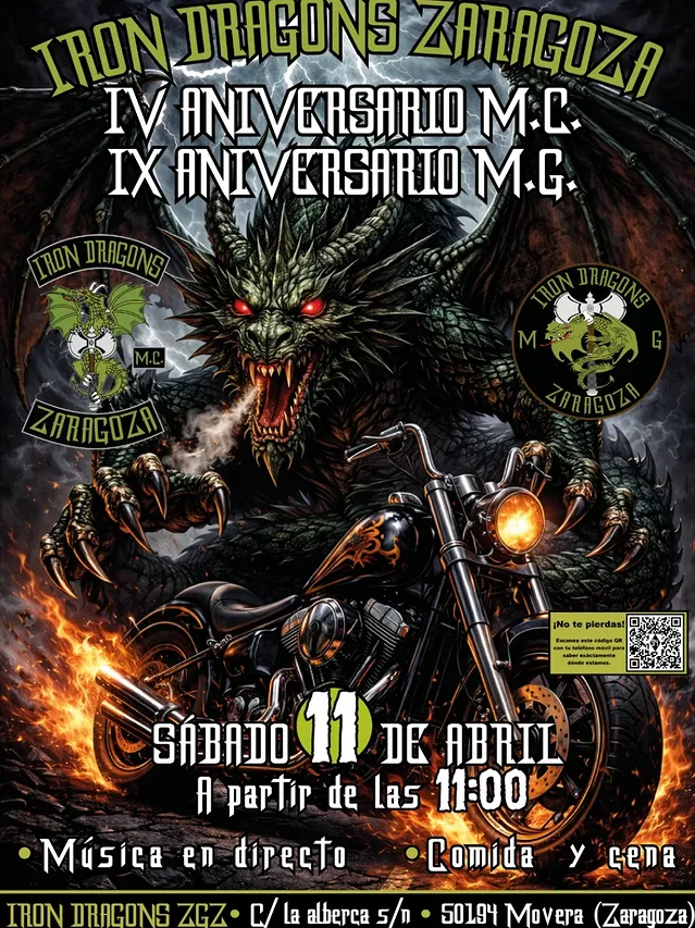 FIESTA IRON DRAGONS ZGZ 11 DE ABRIL 2026 MOVERÁ, ZARAGOZA