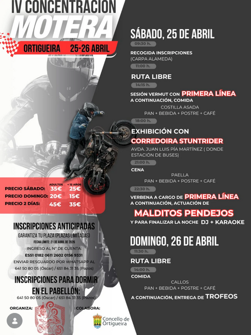 IV CONCENTRACIÓN MOTERA OS DE SEMPRE  25 Y 26 ABRIL 2026, ORTIGUEIRA, A CORUÑA