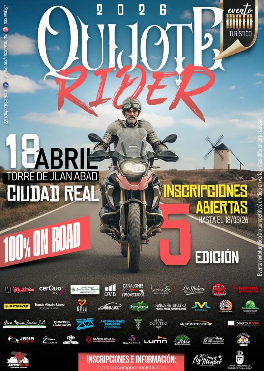 V QUIJOTE RIDER 2026 18 ABRIL, TORRE DE JUAN ABAD, CIUDAD REAL