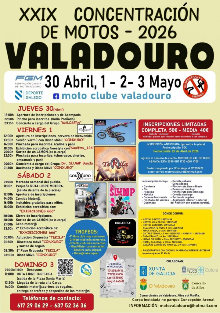 XXIX CONCENTRACIÓN DE MOTOS VALADOURO 2026 VALADOURO, LUGO