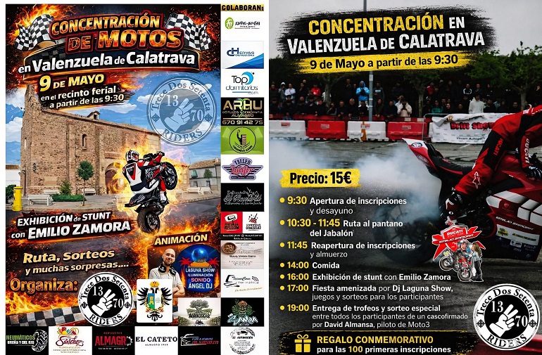 CONCENTRACIÓN ANUAL DE MOTOS VALENZUELA DE CALATRAVA 9 DE MAYO 2026 CIUDAD REAL