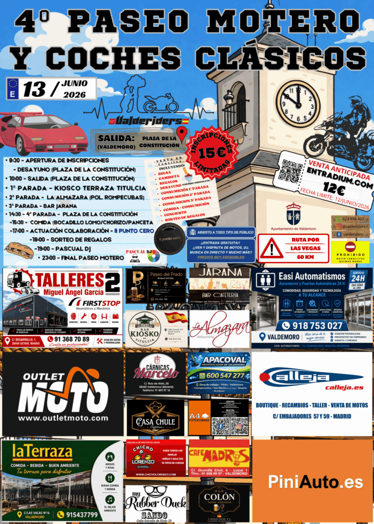 4º PASEO MOTERO Y COCHES CLÁSICOS VALDERIDERS