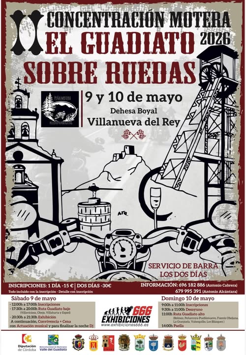 II CONCENTRACIÓN MOTERA EL GUADIATO SOBRE RUEDAS 9 Y 10 DE MAYO 2026 VILLANUEVA DEL REY, CÓRDOBA