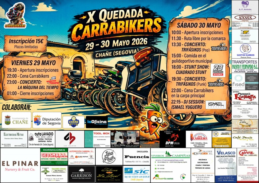 X QUEDADA CARRABIKERS 29 Y 30 DE MAYO 2026 EN CHAÑE, SEGOVIA