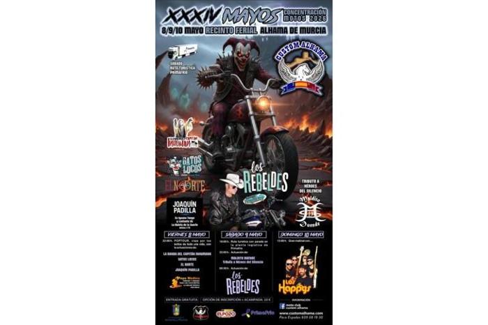 XXXIV CONCENTRACIÓN DE MOTOS CUSTOM MAYOS 8, 9 Y 10 DE MAYO 2026 ALHAMA DE MURCIA