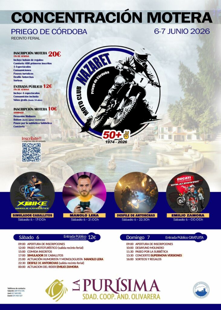 CONCENTRACIÓN MOTERA PRIEGO DE CÓRDOBA 6 Y 7 DE JUNIO 2026