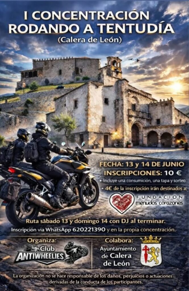 I CONCENTRACIÓN RODANDO A TENTUDÍA 13 Y 14 DE JUNIO DEL 2026 CALERA DE LEÓN, BADAJOZ
