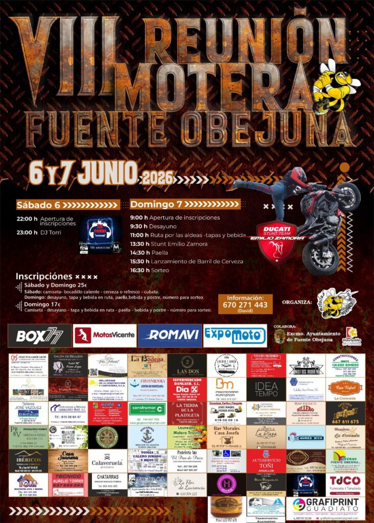 VIII REUNIÓN MOTERA FUENTE OBEJUNA, CÓRDOBA 6 Y 7 DE JUNIO 2026