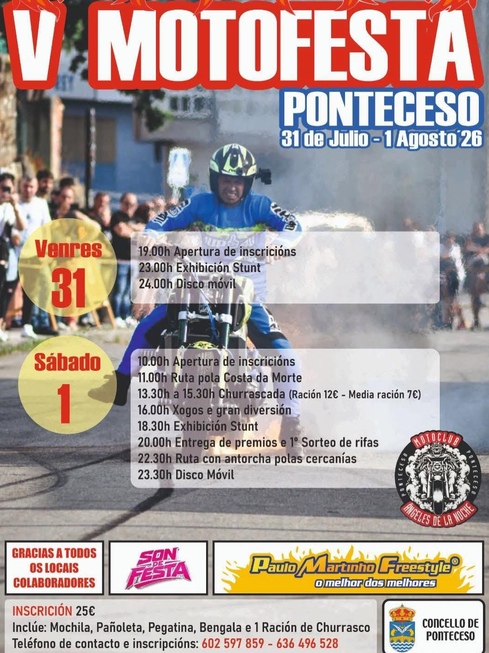 V MOTOFESTA PONTECESO 2026 A CORUÑA 31 JULIO Y 1 DE AGOSTO