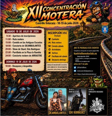 XII CONCENTRACIÓN MOTERA CASTRILLO DE SOLARANA, 18 Y 19 DE JULIO 2026, BURGOS