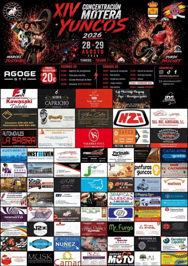 XIV CONCENTRACION MOTERA YUNCOS  28 Y 29 DE AGOSTO 2026, YUNCOS, TOLEDO