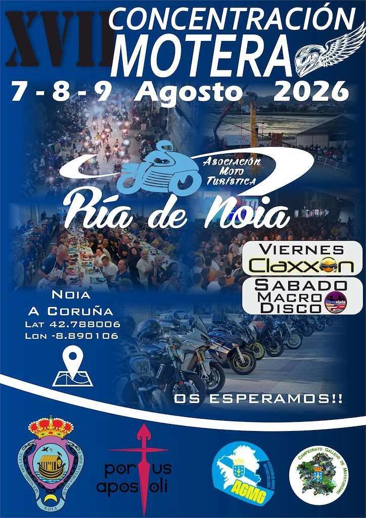 XVII CONCENTRACIÓN MOTERA RÍA DE NOIA 7, 8 Y 9 DE AGOSTO DE 2026 EN NOIA, A CORUÑA