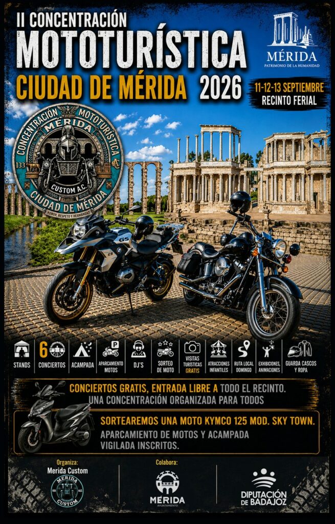 II CONCENTRACIÓN MOTOTURÍSTICA CIUDAD DE MÉRIDA 2026 10, 11 Y 12 DE SEPTIEMBRE