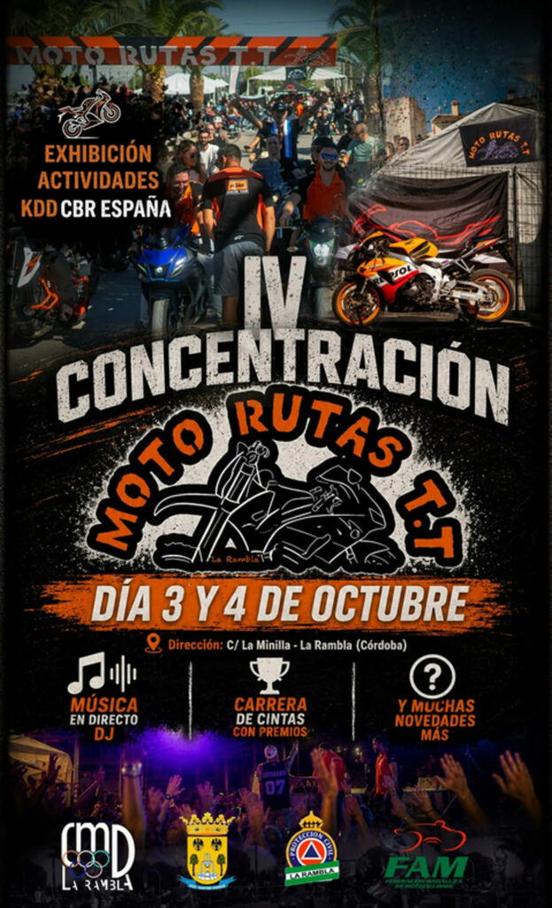 IV CONCENTRACIÓN MOTERA MOTO RUTAS T.T. 3 Y 4 DE OCTUBRE 2026, LA RAMBLA. CÓRDOBA
