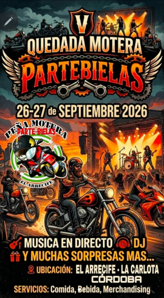 V QUEDADA MOTERA PARTE-BIELAS 2026 26 Y 27 DE SEPTIEMBRE LA CARLOTA, CÓRDOBA
